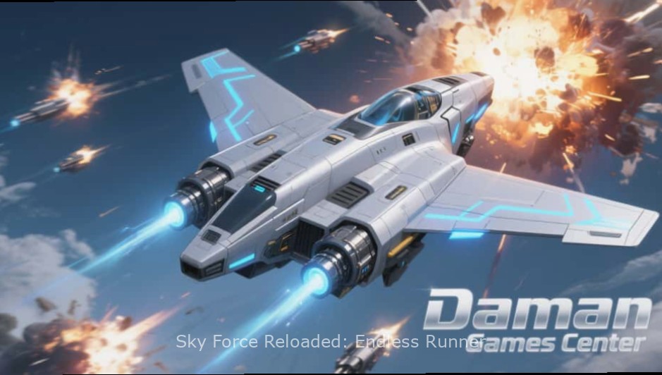 Sky Force Reloaded: Endless Runner - Gameplay Screenshot Sky Force Reloaded: Endless Runner gameplay showing an aircraft navigating obstacles